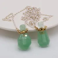 Pendant Necklaces Product Natural Semi-precious Green Aventurine Perfume Bottle Boutique Making DIY Fashion Charm Necklace Jewelry