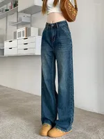 Women's Jeans Blue Vintage Straight Women Autumn High Waist Baggy Simple Mopping Jean Trousers Female Casual Denim Pants 2022