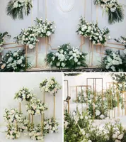 DIY Flower Wedding Centerpieces stage backdrops aisle walkway Floor Vases Flowers Vase Metal Pillar Road Lead po prop metal Rac7290206