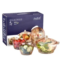 Event & Party Supplies Tempered glass Crystal Pot Microwave household amphora bowl with lid soup pot