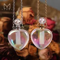 Chains Transparency Heart-Shaped Perfume Bottle Pendant Necklace Electroplated White Crystal Women Stone Essential Oil Jewel