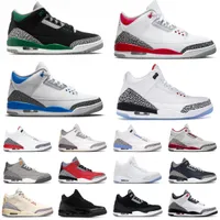 NEW Men Women 3s basketball shoes Cool Grey Fire Red Sneakers Muslin Racer Blue Cement UNC trainers jumpman 3 Laser Orange sports shoes Rust Pink Pine Green Sport