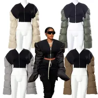 여자 S 다운 파카 버블 복어 코트 농작물 재킷 캐주얼 한 두꺼운 따뜻한 자르기 코트 여성 Y2K 옷 스트리트웨어 폭격기 대형 자크 스 221129