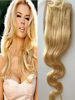 Brazilian Blonde Body Wave Silk Base Closure Middle Part Bleached Knots With Baby Hair Part Human Virgin Hair Swiss 613 Closu5823020
