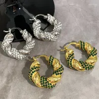 Dangle Earrings Europe America Green Drill Personality Twist Diamond Fashion For Women Designer Brand Jewelry Party Runway Gothic
