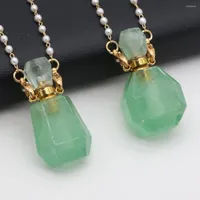 Pendant Necklaces 2022 Natural Semi-precious Stone Green Aventurine Perfume Bottle DIYPendant Necklace Pearl Chain DIY Jewelry Decoration