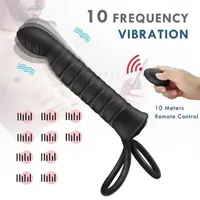 Massager di giocattoli per sesso 10 Frequenza doppia penetrazione anale spina dildo vibratore per uomo cinghia su vagina del pene coppie di giocattoli per adulti