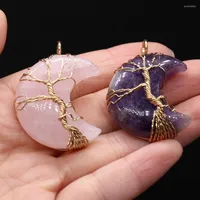 Pendant Necklaces Wholesale Wire Wrap Handmade Crystal Natural Stone Moon Chakra Opal Healing Quartz Charms DIY Necklace Making Jewelry