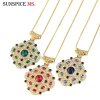 Pendant Necklaces Sunspicems Fashion Moroccan Sunflower Necklace For Women Gold Color Accesories Crystal Summer Wedding Jewelry Gift 2022
