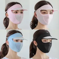 Berets Women Thin Breathable Silk Sunscreen Long Neck Full Face Mask Summer UV Protection Cycling Outdoor Beach Beauty Sun Hat Cap