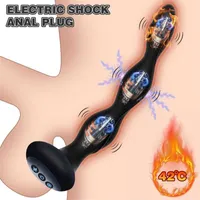 Seks oyuncak masajı 5 frekanslı elektrik şok popo fişi vibratör anal boncuk dişi mastürbator prostat masajı erotik oyuncaklar kadınlar için