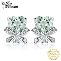 Stud Earrings JewelryPalace Arrival Love Heart Bow Knot 2.5ct Natural Amethyst 925 Sterling Silver For Woman Fashion Gift