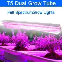 2ft T5 HO LED GROW -lampor Full Spectrum dubbelr￶r Integrerad T5 Strip Bar Growing Lamp -fixturer Plug -in p￥/av -dragkedja ing￥r