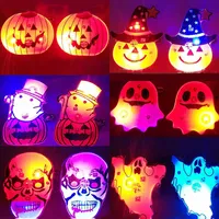 Party Decoration 25pcs LED Light Up Badge Glow Blinking Women Kids Halloween Brooch Pins Ghost Festival Pumpkin Brooches Gift Party Decoration T220930