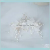 Hair Jewelryyarn Flower Pins Bridal Clips Pearls Wedding Jewelry Piece Handmade Women Aessories Hairpins Drop Delivery 2021 9Lqwd251z
