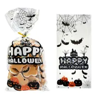 Gift Wrap 50pcs Hallwoeen Pumpkin Skull Cat Candy Bag Transparent Cellophane Food Plastic Package Bags Halloween Party Decor Gift Bag T220930