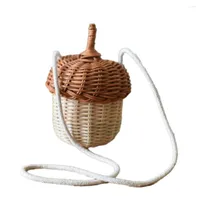 Storage Bags Straw Summer Rattan Bag Handmade Woven Beach Cross Body Circle Handbag Mini Basket Diagonal