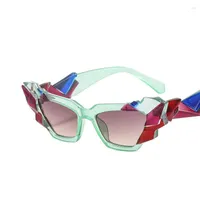 Sunglasses 2022 Fashion Cat Eye Metal Hinge Women Personality Irregular Sun Glasses Trend Luxury Designer Brand Eyewear