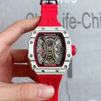 multi-function SUPERCLONE Luxury Mens Mechanical Watch Richa Milles Business Leisure Rm53-01 Automatic White Carbon Fiber Case Tape Swiss Movement Wristwatches