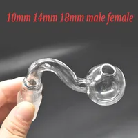 Bent Glass Oil Burner Pipe Pieces Hookah Accessories 10mm 14mm 18mm Male Female Oil Nail Adapter for Glass Bong Support Mix Size Order Cheapest