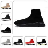 Sock Shoes Designer Sneakers Casual Trainers Socks Boots Top Fashion Black White Beige Red Lace Up Clear Sole Tripler 2021 Graffiti Women