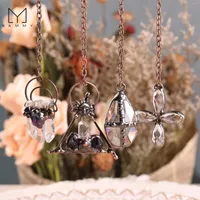 Pendant Necklaces Yammy Natural Quartz White Crystal Sunflower Prism Glass Antique Copper Necklace Healing Gem Jewelry