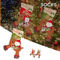 Decoraciones navideñas 2022 medias grandes de alce calcetines decorativos calcetines colgantes de decoración de regalos para el hogar