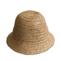 Berets 2022 Solid Color Sun Hats Bucket Hat Beach Women Outing Straw Summer For Luxury Designer Brand