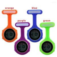 Pocket Watches Digital Silicone Stop Watch Fob Timepiece Brooch Lapel Brand Date Week Clock Electronic Camping Gift