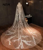 Bridal Veils NZUK Romantic Cathedral Wedding Veil Soft Tulle Lace Applique Chapel Sluier Bruiloft Velo Da Sposa Lungo
