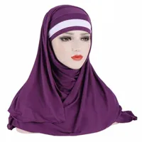muslim Instand Hijab Scarf For Women Double Color Headscarf One Pieces Tie Back Headwrap Turban Malaysia Hijabs Ethnic Clothing Z4t1#