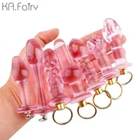 SS18 Toy Massorger Anal Butt Plug Penis Masturbator Adult Glass Glass Dildo S Pink Sex Toy