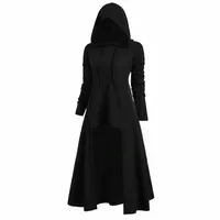 womens Gothic Long Hoodies Sweatshirt Fashion Hooded Plus Size Vintage Cloak Hoodie Solid Color Autumn Pullovers Tops Women's & Sweatshirts W7L6#