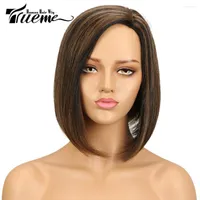 Trueme Bob Wig Left Side Part Lace P1B/30 Color Brazilian Remy Straight Human Hair short wigs for黒人女性