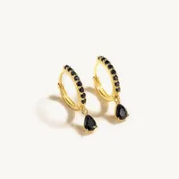 Hoop Earrings Aide 925 Silver Black CZ Crystal Charming Gold Pendant For Women Prevent Allergy Huggie Earing Fashion Jewelry Gifts