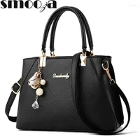 Evening Bags SMOOZA Fashion Women Handbags Classic Tote Luxury Flower Pendant Ladies Top-handle Bag Leather Shoulder Female Satchels