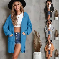 Ms. Seater autumn and Winter 2022 New Long Pockethoodie Solid Color Sleve Cardigan Women's Wear