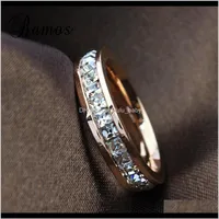 Band Drop Delivery 2021 Geometric Design Fashion Wedding Rose Gold Ring Titanium Steel Rings For Women Summer Engagement Jewelry R2429