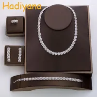 Necklace Earrings Set Hadiyana Fashion Cubic Zircon Wedding Jewelry Rose Suit Women's Accessories Crystal Of 4 TZ8046