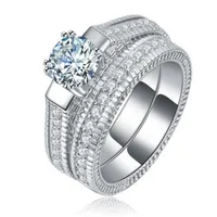 Fast SONA synthetic diamond engagement ring semi mount 18k white gold wedding Diamond ring double layer combination 270j