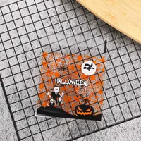 Gift Wrap 50pcs Halloween Theme Cookies Bags Packaging Pumpkin Spider Web Witch Transparent Cookies Sugar Self-Stick Colored Plastic Bags T220930