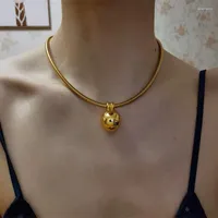 Choker Gold Ball Pendant Torque Necklace For Women Stainless Steel Minimalist Elegant Punk Cool Jewelry 2022
