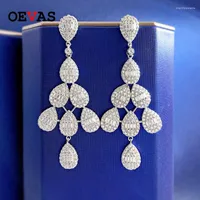 Stud Earrings OEVAS 925 Sterling Silver Sparkling Full High Carbon Water Drop Tassel For Women Wedding Party Fine Jewelry