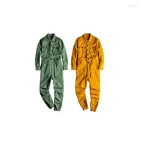 Men's Jeans Men's Fall Jumpsuit Long Sleeve Cotton Slacks In Green And Black Or Yellow Colors Plus Size 5xl