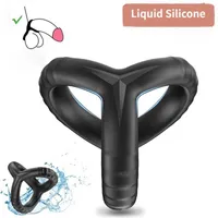 SS18 Sex Toy Massager silicone Penis Cock Ring Delay Ejaculation Super Small Chastity Cage Adjustable Scrotum Cockring Male Toy for Men