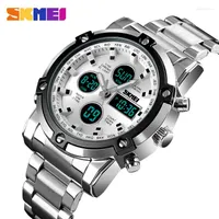 Wristwatches Skmei Men's Fashion Sport Watches Stainless Steel Analog Digital LED Display Army Watch Military For Men Waterproof