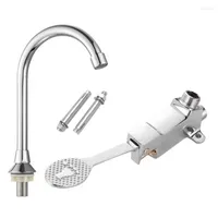 Bathroom Sink Faucets Tap Valve Basin Faucet Floor Foot Pedal Control Switch Copper Single Cold Water For Kitchen Home Decor