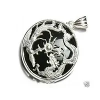 Whole cheap Exquisite black jade silver dragon pendant Chain246L