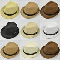 Berets 2022 Retro Straw Fedoras Top Jazz Plaid Hat Spring Summer Bowler Hats Cap Classic Version Casual Beach For Men Women