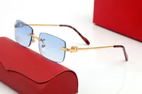 Designer Sonnenbrille f￼r Frauen vollst￤ndige Brillen mit Brillen Premiere de Carti Sonnenbrille mit Kreuzschnallen Kopf Metall Rahmenloses Eyewear Accessoires Sonnenbrille